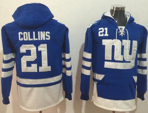 Nike Giants #21 Landon Collins Royal Blue/White Name & Number Pullover NFL Hoodie
